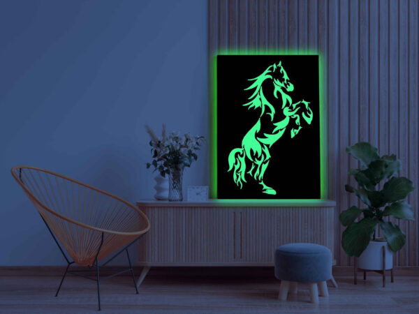 Rearing Horse Canvas DIY Painting – Glow in the Dark Kit for Adults & Kids | Eazy Arts DIY Art Set with Brushes, Glow Paint & Black Paint (Blue/Cyan/Green Glow Options) - Image 3