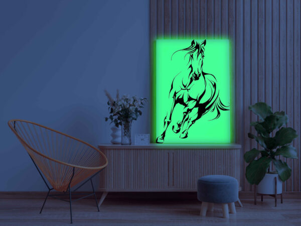 Running Horse Canvas DIY Painting – Glow in the Dark Kit for Adults & Kids | Eazy Arts DIY Art Set with Brushes, Glow Paint & Black Paint (Blue/Cyan/Green Glow Options) - Image 3