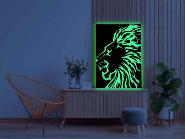 Lion Canvas DIY Painting – Glow in the Dark Kit for Adults & Kids | Eazy Arts DIY Art Set with Brushes, Glow Paint & Black Paint (Blue/Cyan/Green Glow Options) - Image 3