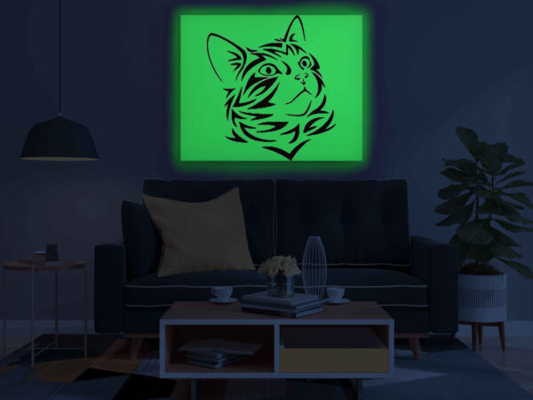 Cat Face Canvas DIY Painting – Glow in the Dark Kit for Adults & Kids | Eazy Arts DIY Art Set with Brushes, Glow Paint & Black Paint (Blue/Cyan/Green Glow Options) - Image 3