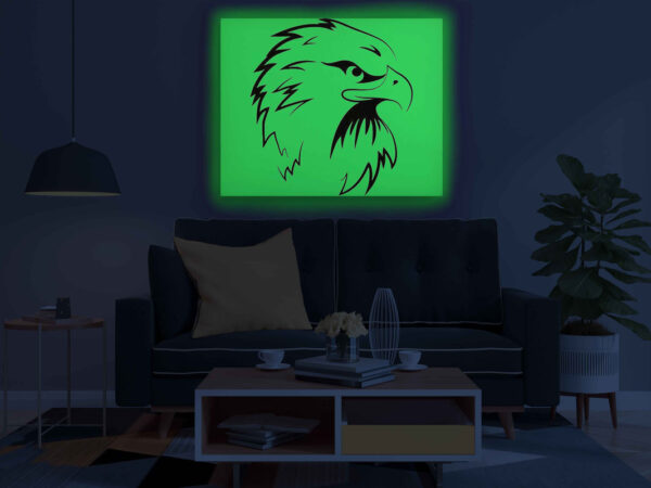 Eagle Head Canvas DIY Painting – Glow in the Dark Kit for Adults & Kids | Eazy Arts DIY Art Set with Brushes, Glow Paint & Black Paint (Blue/Cyan/Green Glow Options) - Image 3