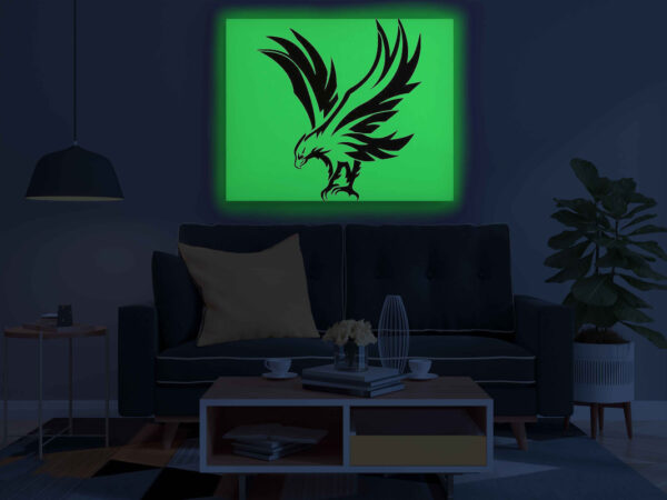 Flying Eagle Canvas DIY Painting – Glow in the Dark Kit for Adults & Kids | Eazy Arts DIY Art Set with Brushes, Glow Paint & Black Paint (Blue/Cyan/Green Glow Options) - Image 3