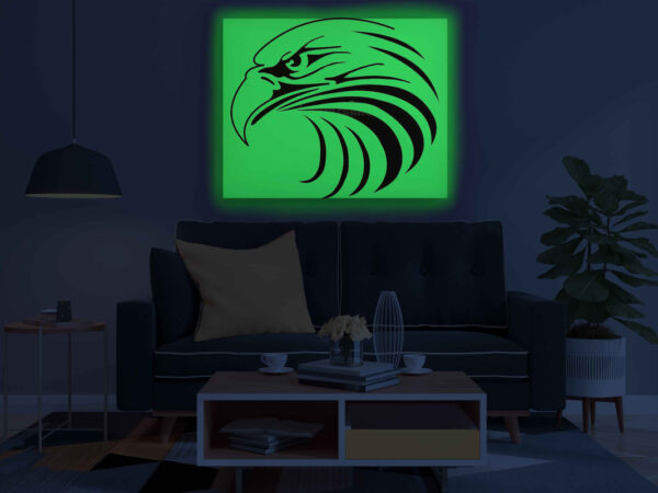 Stylized Eagle Head Canvas DIY Painting – Glow in the Dark Kit for Adults & Kids | Eazy Arts DIY Art Set with Brushes, Glow Paint & Black Paint (Blue/Cyan/Green Glow Options) - Image 3
