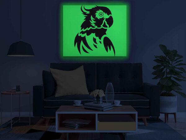 Parrot Canvas DIY Painting – Glow in the Dark Kit for Adults & Kids | Eazy Arts DIY Art Set with Brushes, Glow Paint & Black Paint (Blue/Cyan/Green Glow Options) - Image 3
