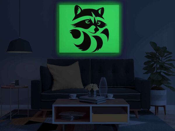 Raccoon Canvas DIY Painting – Glow in the Dark Kit for Adults & Kids | Eazy Arts DIY Art Set with Brushes, Glow Paint & Black Paint (Blue/Cyan/Green Glow Options) - Image 3