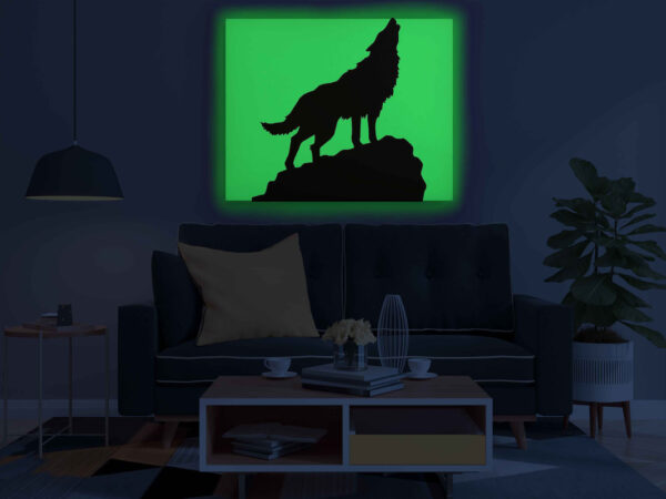 Howling Wolf Canvas DIY Painting – Glow in the Dark Kit for Adults & Kids | Eazy Arts DIY Art Set with Brushes, Glow Paint & Black Paint (Blue/Cyan/Green Glow Options) - Image 3