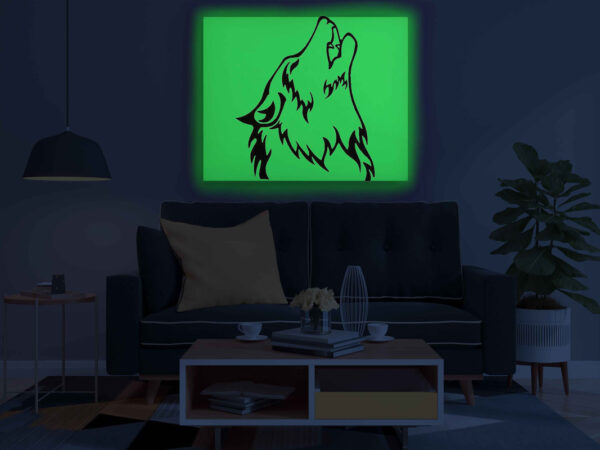 Howling Wolf Head Canvas DIY Painting – Glow in the Dark Kit for Adults & Kids | Eazy Arts DIY Art Set with Brushes, Glow Paint & Black Paint (Blue/Cyan/Green Glow Options) - Image 3