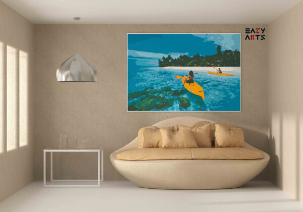 Kayaking Adventure in Crystal Clear Waters Paint by Numbers Kit - Image 2