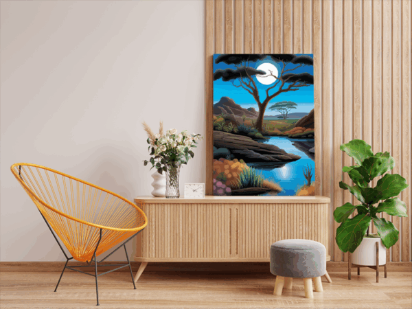 Moonlit African Landscape Paint by Numbers Kit - Image 2