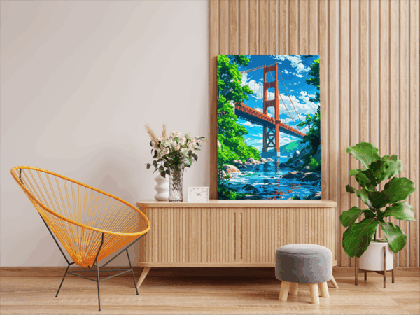 Golden Gate Bridge Over Serene Waters Paint by Numbers Kit - Image 2