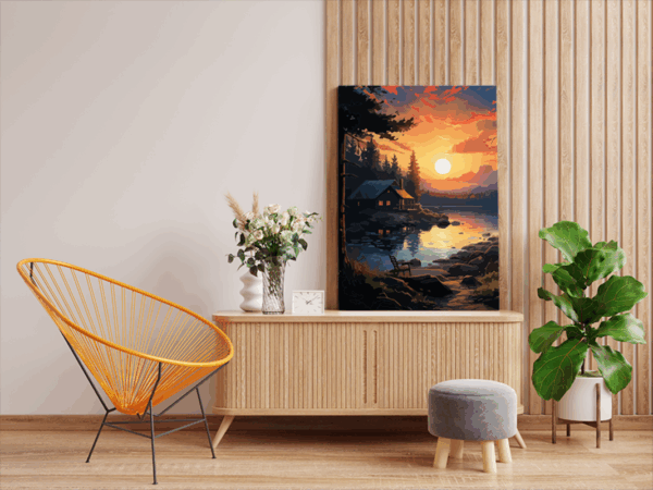 Sunset Serenity Cabin Paint by Numbers Kit - Image 2