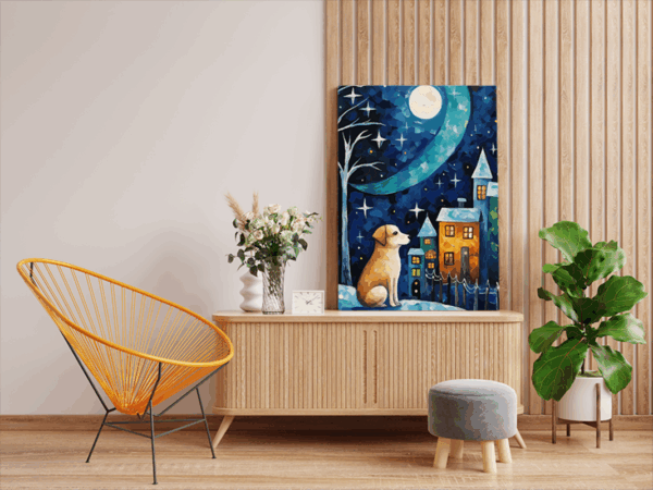 Starry Night Dog Paint by Numbers Kit - Image 2