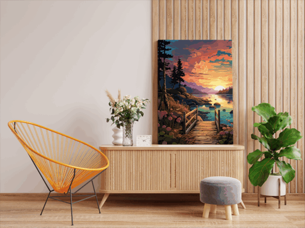 Serene Sunset Bridge Paint by Numbers Kit - Image 2
