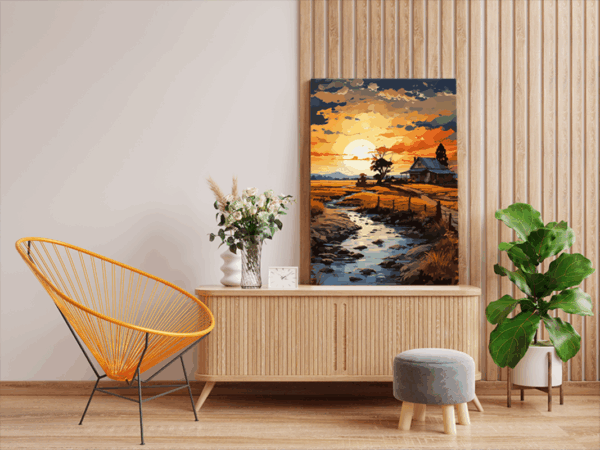 Golden Sunset on the Farm: Paint by Numbers Kit - Image 2