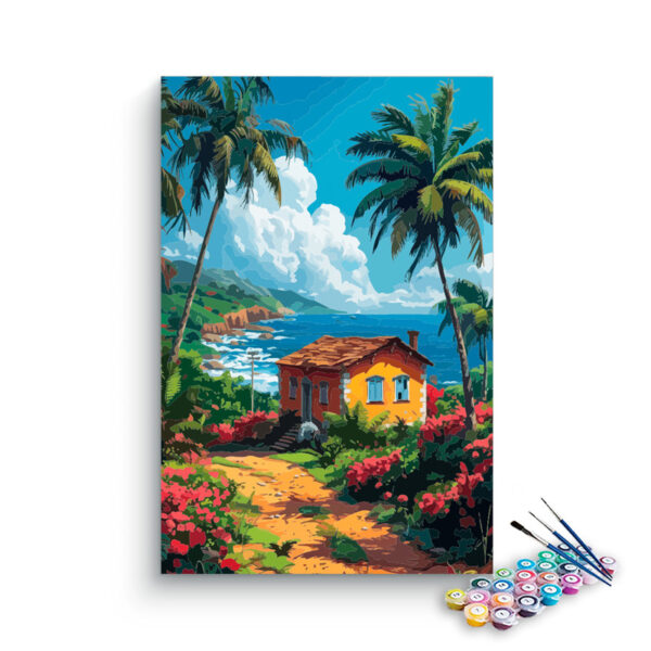 Tropical Coastal Cottage Paint by Numbers Kit