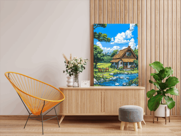 Cottage by the Stream Paint by Numbers Kit - Image 2