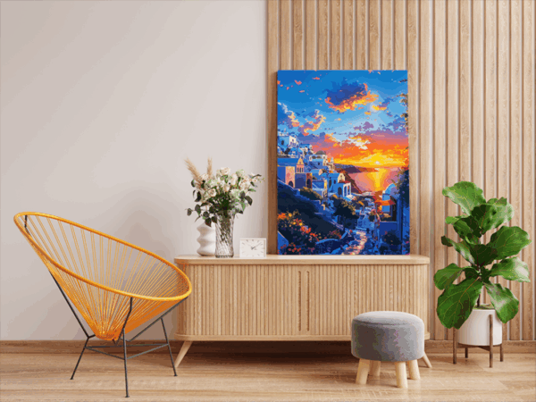 Santorini Sunset Paint by Numbers Kit - Image 2