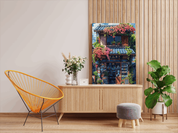 Charming Japanese Storefront Paint by Numbers Kit - Image 2