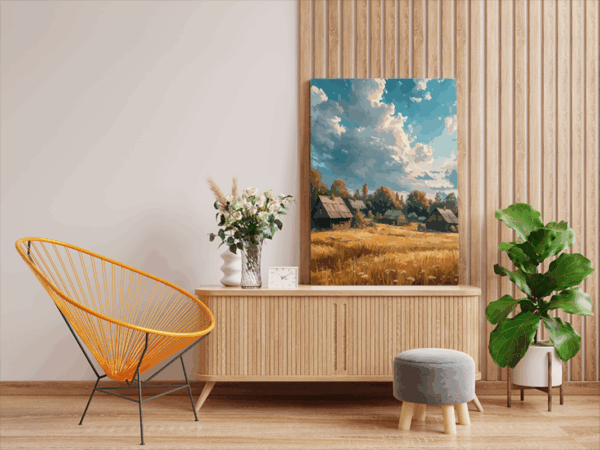 Golden Countryside Village Paint by Numbers Kit - Image 2