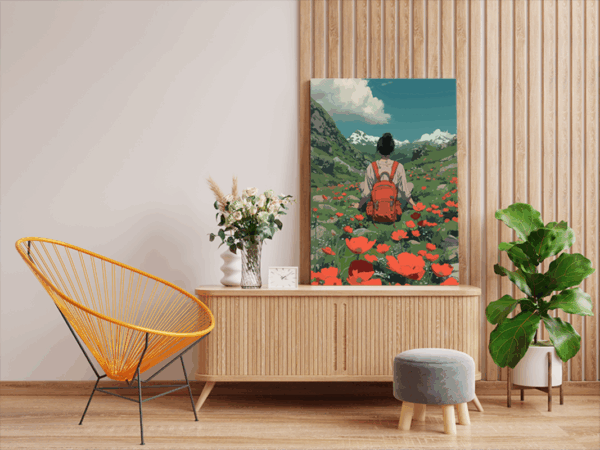 Mountain Flower Field Explorer Paint by Numbers Kit - Image 2