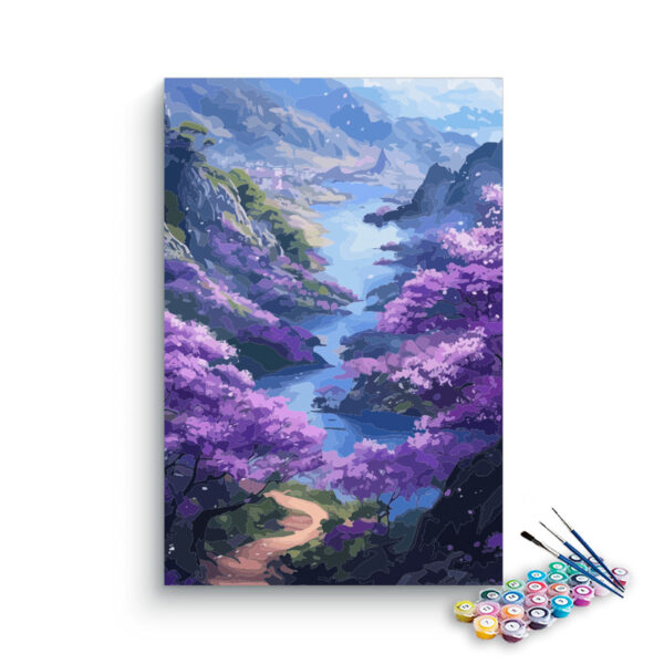 Purple Valley River Landscape Paint by Numbers Kit