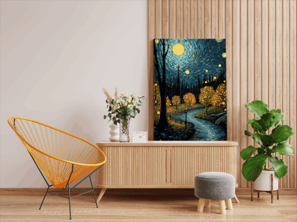 Starry Night Riverside Paint by Numbers Kit - Image 2