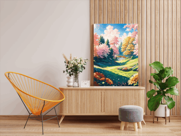Sunlit Meadow with Bridge Paint by Numbers Kit - Image 2