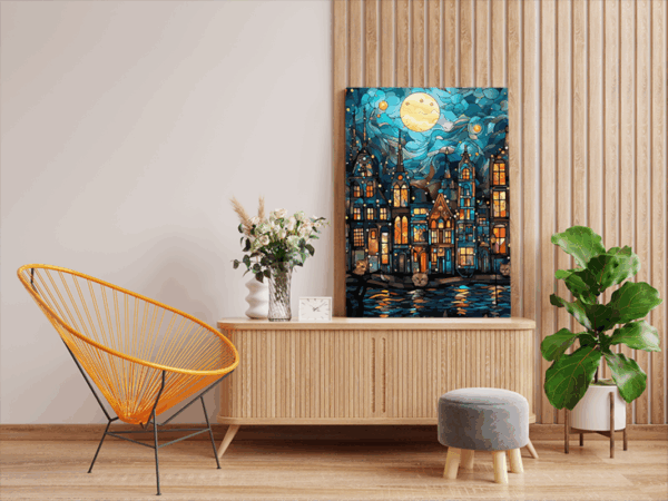 Moonlit City Dreamscape Paint by Numbers Kit - Image 2