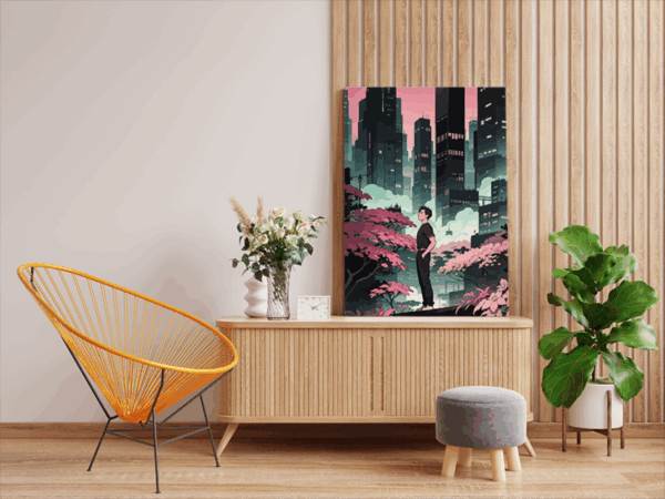 Urban Oasis: Future Cityscape Paint by Numbers Kit - Image 2