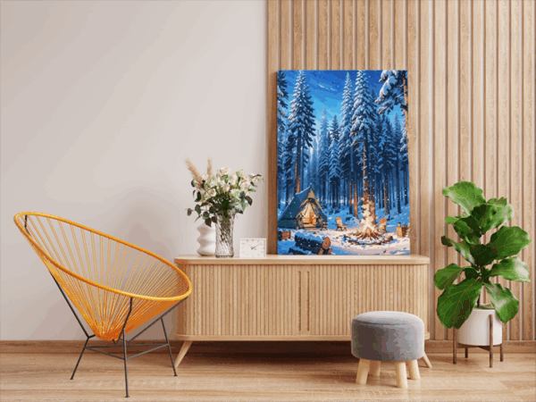 Winter Campfire Retreat Paint by Numbers Kit - Image 2