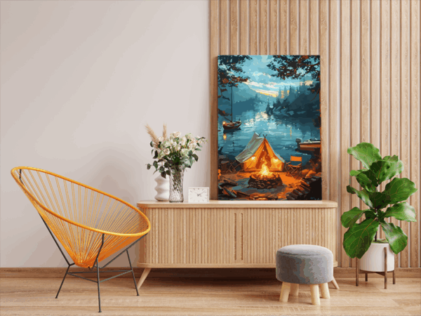 Lakeside Campfire Escape Paint by Numbers Kit - Image 2