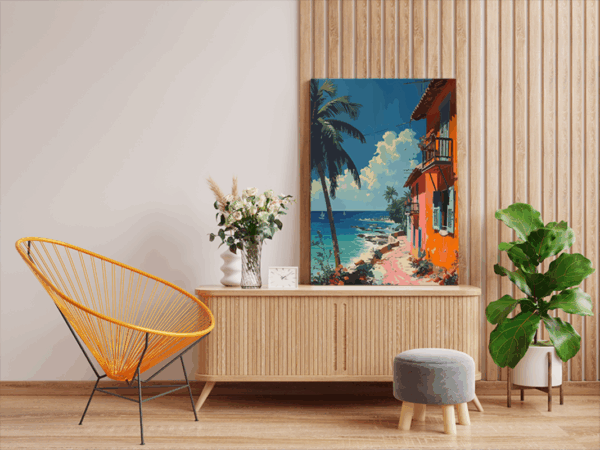 Tropical Coastal Escape Paint by Numbers Kit - Image 2