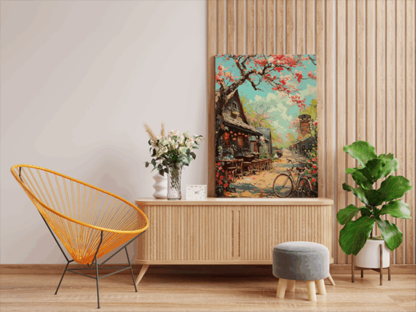 Charming Village Café Paint by Numbers Kit - Image 2