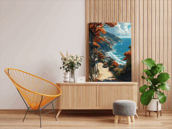 Autumn Coastal Drive Paint by Numbers Kit - Image 2