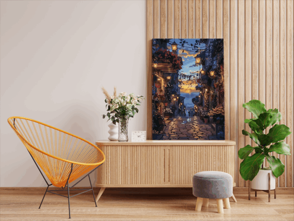 Evening Lantern Street Paint by Numbers Kit - Image 2