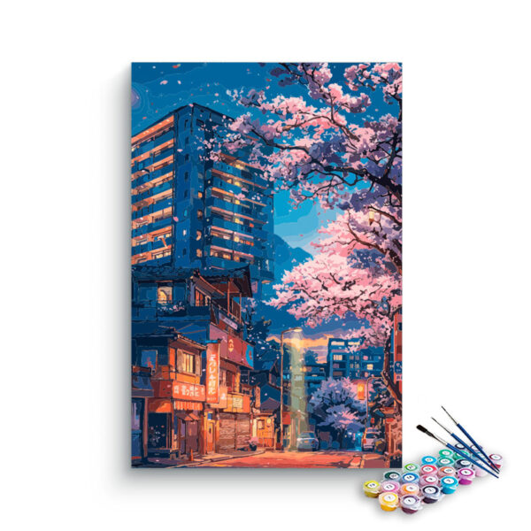 Cherry Blossom City Lights Paint by Numbers Kit