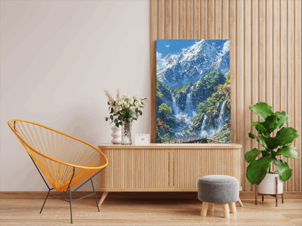 Majestic Mountain Falls Paint by Numbers Kit - Image 2