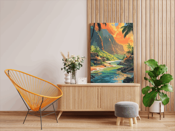 Tropical Sunset Paradise Paint by Numbers Kit - Image 2