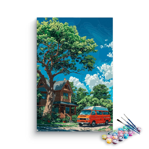 Cozy Cabin with Camper Van Paint by Numbers Kit
