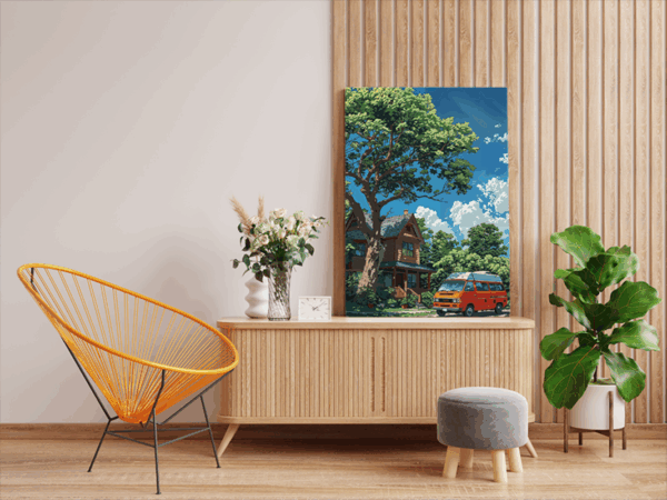 Cozy Cabin with Camper Van Paint by Numbers Kit - Image 2