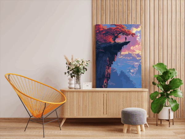 Man on Cliff Sunset Adventure Paint by Numbers Kit - Image 2