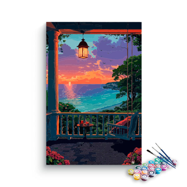 Seaside Porch Sunset View Paint by Numbers Kit