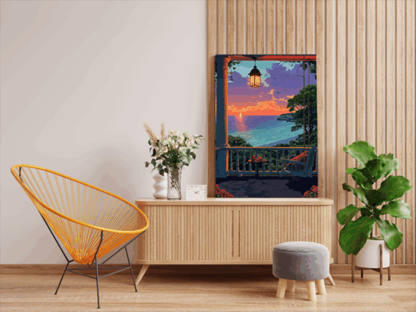Seaside Porch Sunset View Paint by Numbers Kit - Image 2
