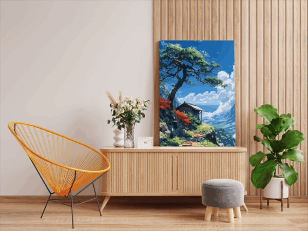 Mountain Cabin Pathway Paint by Numbers Kit - Image 2