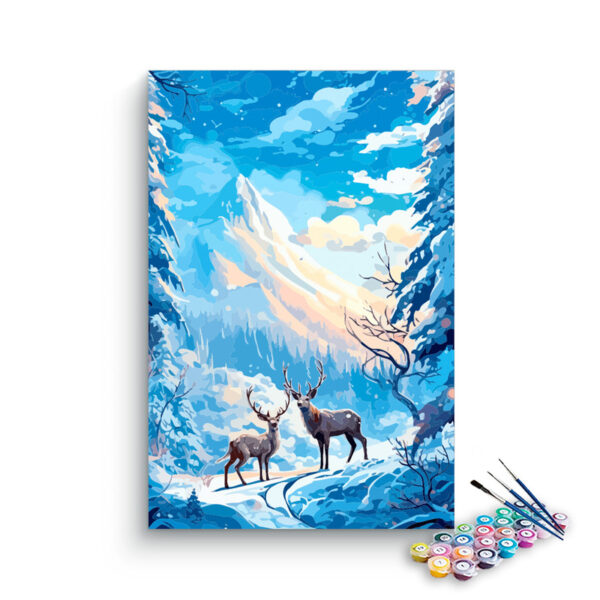 Winter Forest Deer Scene Paint by Numbers Kit
