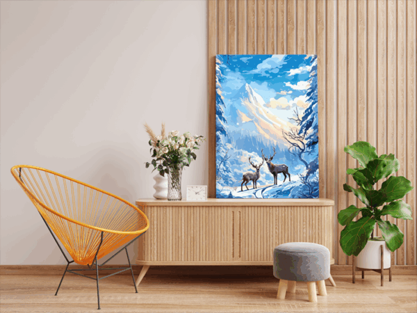 Winter Forest Deer Scene Paint by Numbers Kit - Image 2