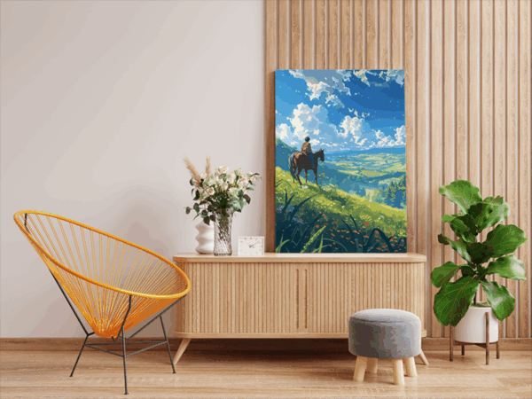Horseback Rider in Scenic Valley Paint by Numbers Kit - Image 2