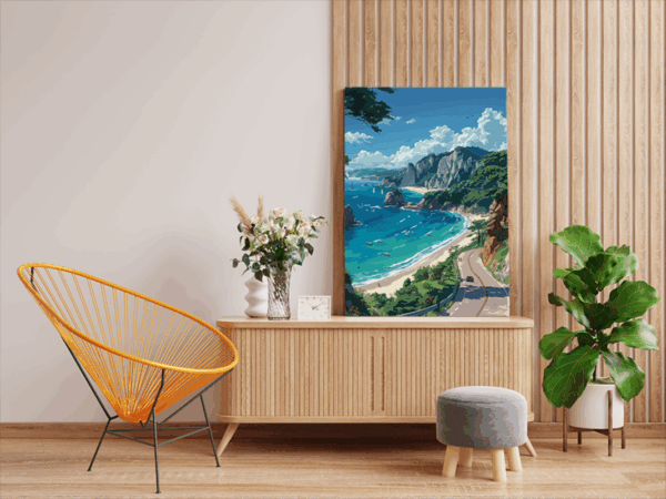 Coastal Road Scenic Drive Paint by Numbers Kit - Image 2