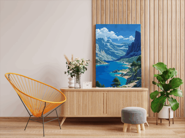 Majestic Mountain and Lake Paint by Numbers Kit - Image 2