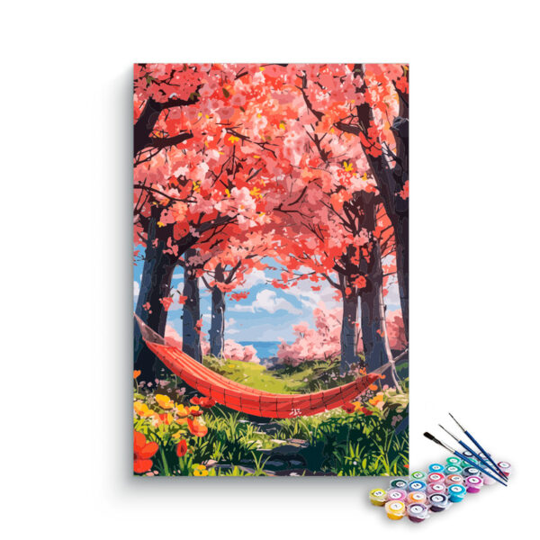Cherry Blossom Hammock Retreat Paint by Numbers Kit